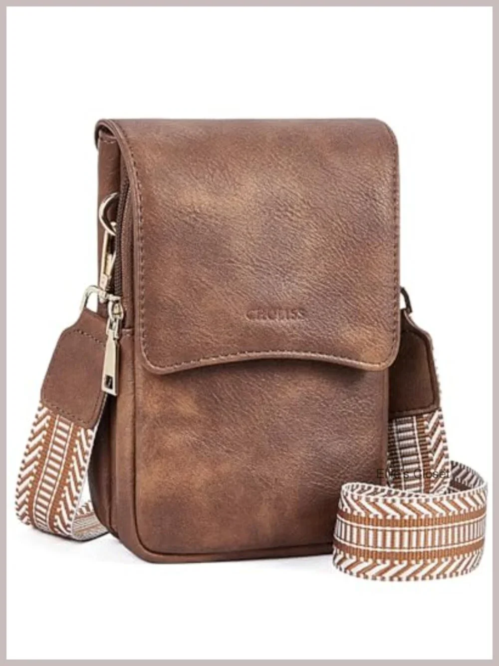 Faux Leather Crossbody Phone Purse with Card Slots Adjustable Strap